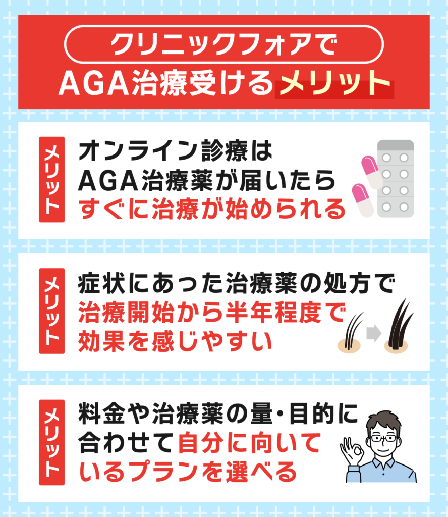 クリニックフォアでAGA治療を受けるメリット